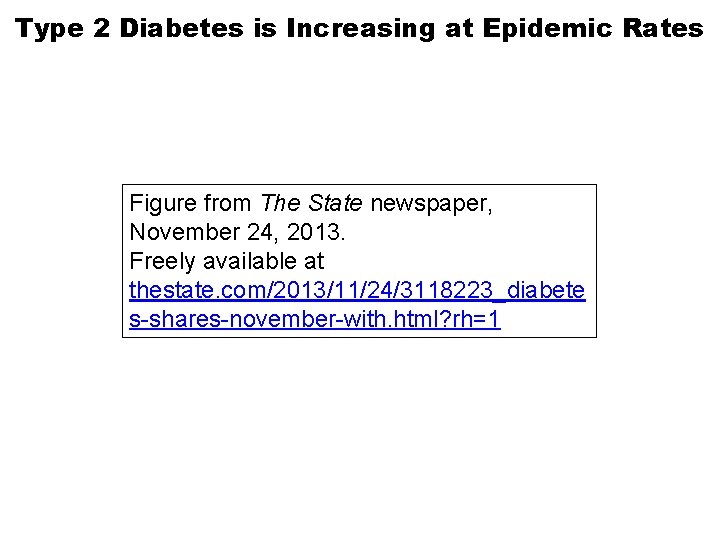 Type 2 Diabetes is Increasing at Epidemic Rates Figure from The State newspaper, November