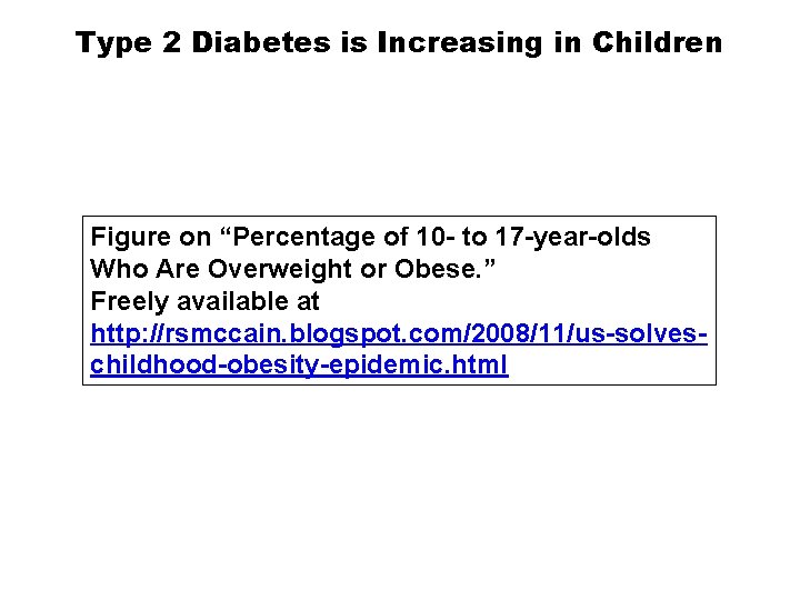 Type 2 Diabetes is Increasing in Children Figure on “Percentage of 10 - to