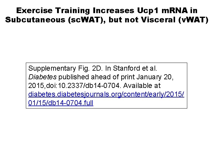 Exercise Training Increases Ucp 1 m. RNA in Subcutaneous (sc. WAT), but not Visceral