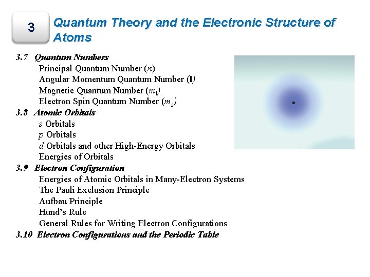 3 Quantum Theory and the Electronic Structure of Atoms 3. 7 Quantum Numbers Principal