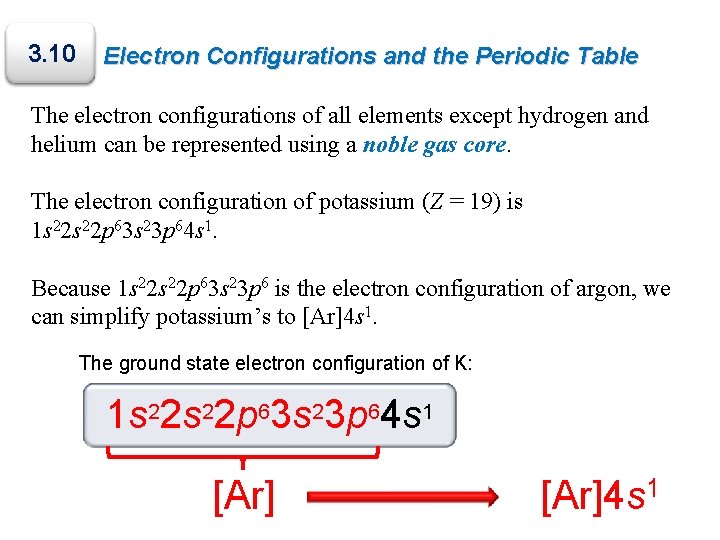 3. 10 Electron Configurations and the Periodic Table The electron configurations of all elements