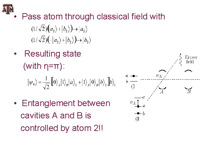  • Pass atom through classical field with • Resulting state (with η=π): •