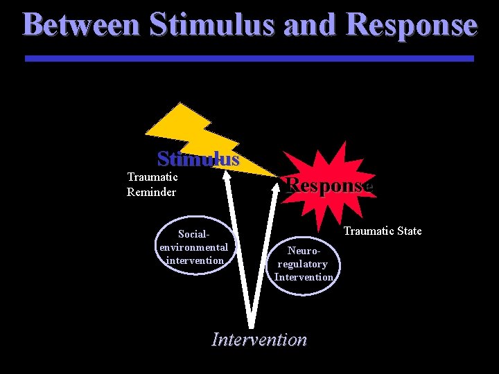 Between Stimulus and Response Stimulus Traumatic Reminder Response Socialenvironmental intervention Traumatic State Neuroregulatory Intervention