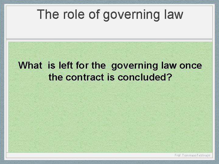 The role of governing law What is left for the governing law once the