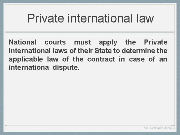 Private international law National courts must apply the Private International laws of their State