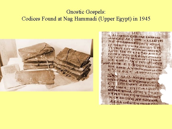 Gnostic Gospels: Codices Found at Nag Hammadi (Upper Egypt) in 1945 