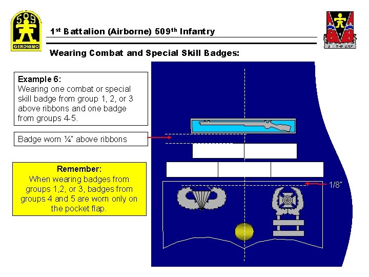 1 st Battalion (Airborne) 509 th Infantry Wearing Combat and Special Skill Badges: Example