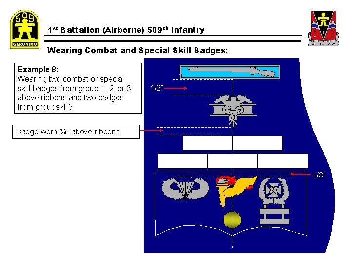 1 st Battalion (Airborne) 509 th Infantry Wearing Combat and Special Skill Badges: Example