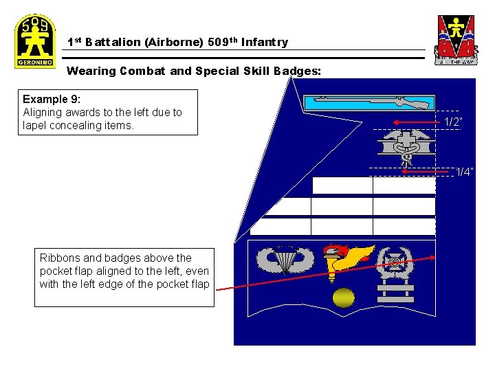 1 st Battalion (Airborne) 509 th Infantry Wearing Combat and Special Skill Badges: Example