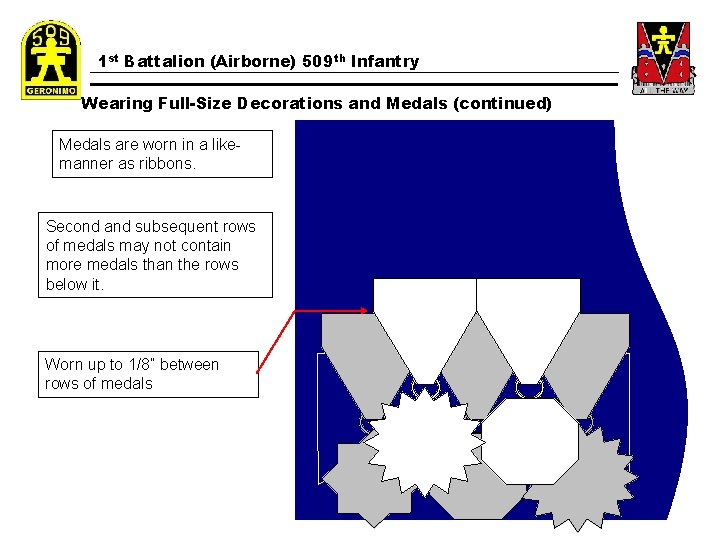 1 st Battalion (Airborne) 509 th Infantry Wearing Full-Size Decorations and Medals (continued) Medals