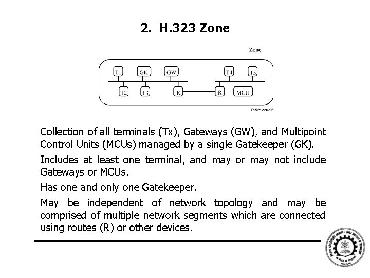 2. H. 323 Zone Collection of all terminals (Tx), Gateways (GW), and Multipoint Control