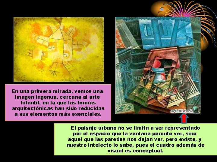 En una primera mirada, vemos una Imagen ingenua, cercana al arte Infantil, en la