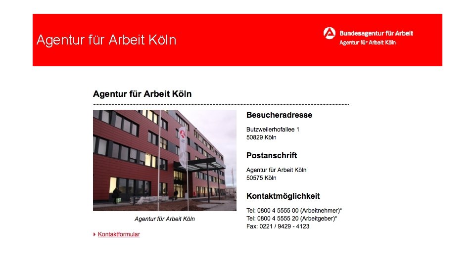 Agentur für Arbeit Köln 