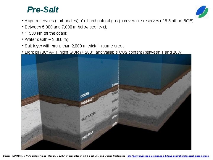 Pre-Salt • Huge reservoirs (carbonates) of oil and natural gas (recoverable reserves of 8.