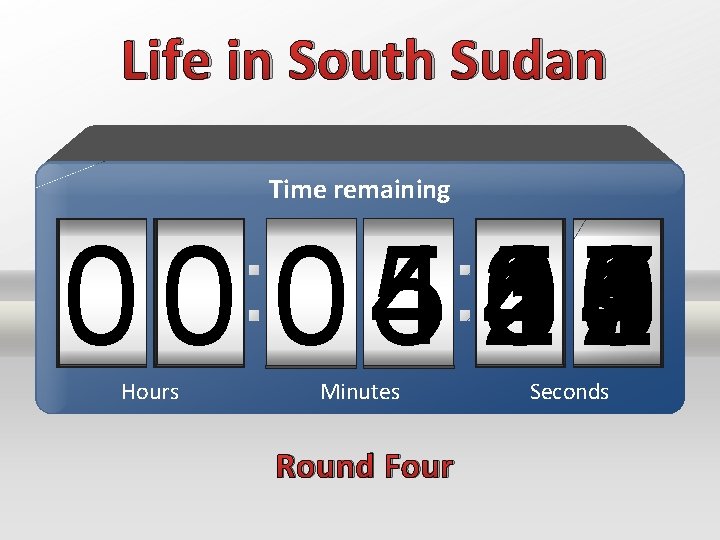 Life in South Sudan Time remaining 59 4 3 1 2 0 1 2