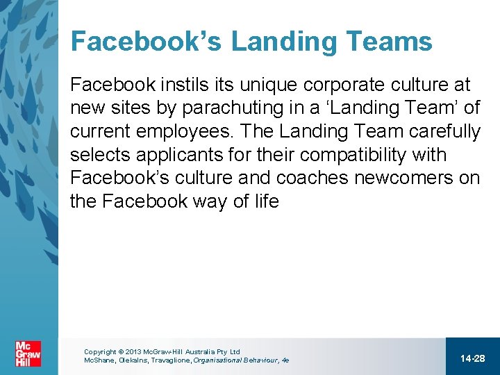 Facebook’s Landing Teams Facebook instils its unique corporate culture at new sites by parachuting
