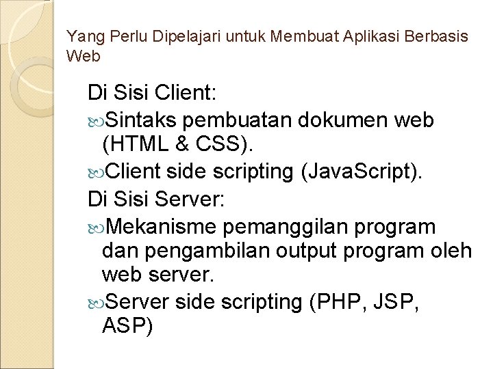 Yang Perlu Dipelajari untuk Membuat Aplikasi Berbasis Web Di Sisi Client: Sintaks pembuatan dokumen