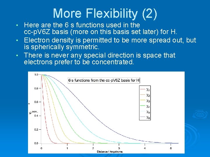 More Flexibility (2) Here are the 6 s functions used in the cc-p. V