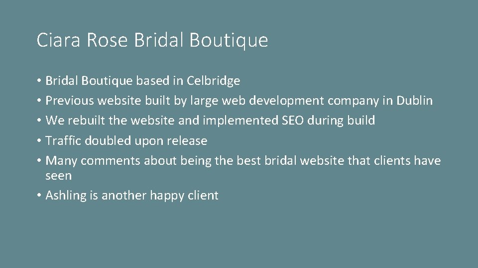 Ciara Rose Bridal Boutique • Bridal Boutique based in Celbridge • Previous website built