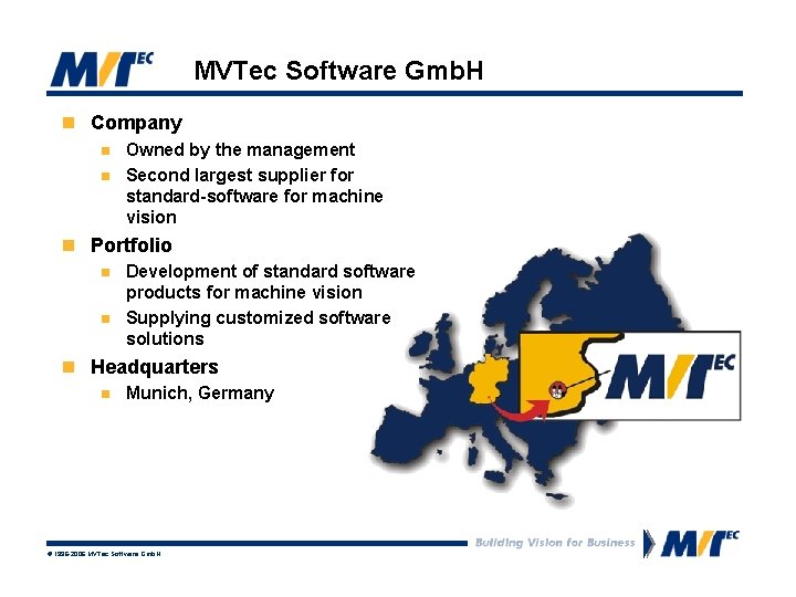 MVTec Software Gmb. H n Company n n Owned by the management Second largest