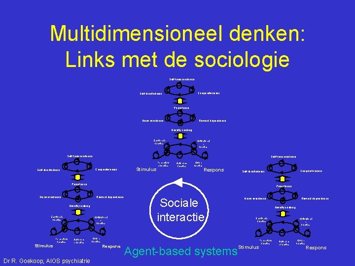 Multidimensioneel denken: Links met de sociologie Self-transcendence Cooperativeness Self-directedness Persistence Harm avoidance Reward dependence