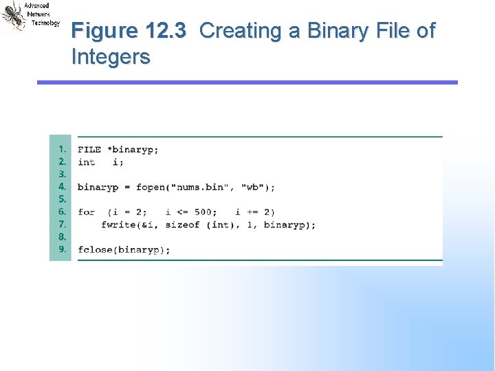 Figure 12. 3 Creating a Binary File of Integers 