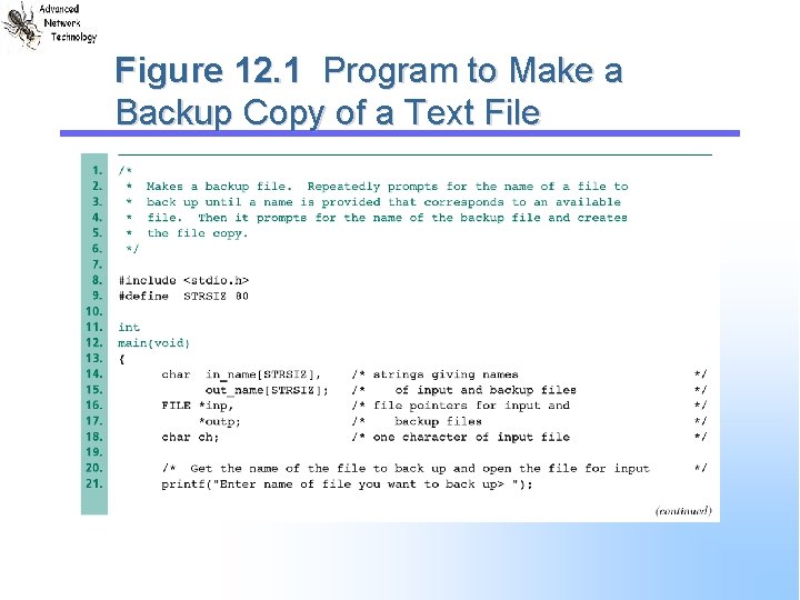 Figure 12. 1 Program to Make a Backup Copy of a Text File 