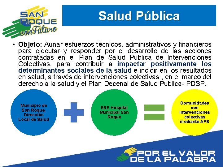 Salud Pública • Objeto: Aunar esfuerzos técnicos, administrativos y financieros para ejecutar y responder