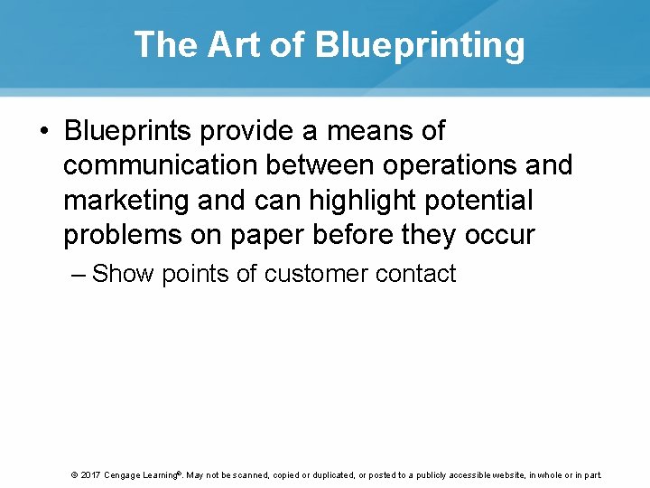 The Art of Blueprinting • Blueprints provide a means of communication between operations and