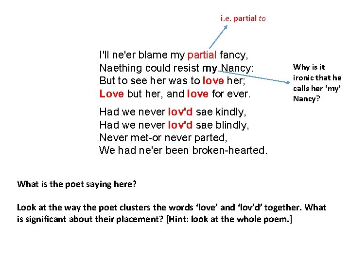 i. e. partial to I'll ne'er blame my partial fancy, Naething could resist my