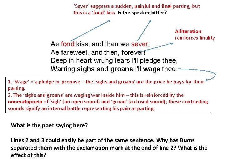 ‘Sever’ suggests a sudden, painful and final parting, but this is a ‘fond’ kiss.