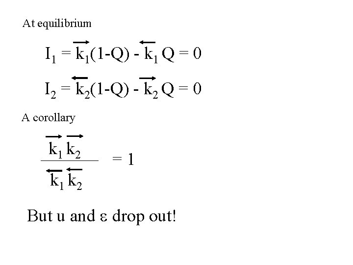 At equilibrium I 1 = k 1(1 -Q) - k 1 Q = 0