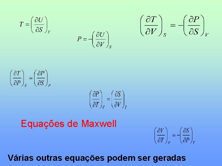 Equações de Maxwell Várias outras equações podem ser geradas 