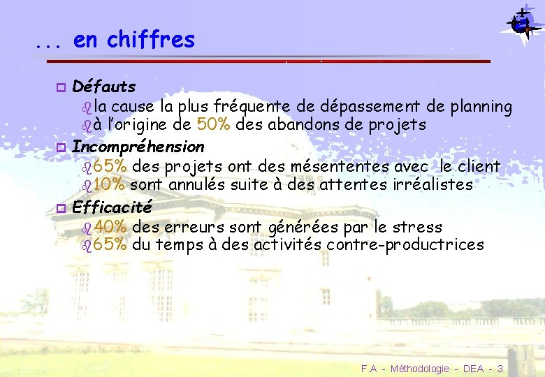 . . . en chiffres Défauts la cause la plus fréquente de dépassement de