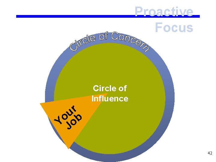 Proactive Focus r ub o Y Jo Circle of Influence 42 