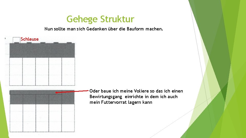 Gehege Struktur Nun sollte man sich Gedanken über die Bauform machen. Schleuse Oder baue