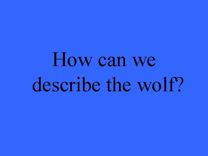 How can we describe the wolf? 