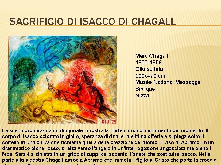 SACRIFICIO DI ISACCO DI CHAGALL Marc Chagall 1955 -1956 Olio su tela 500 x