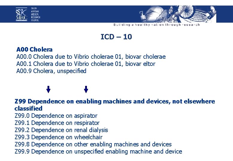 ICD – 10 A 00 Cholera A 00. 0 Cholera due to Vibrio cholerae