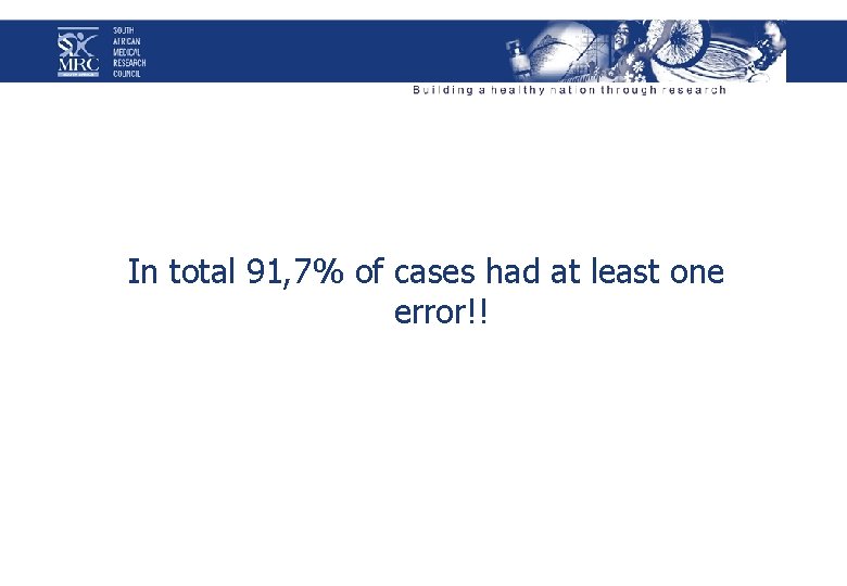 In total 91, 7% of cases had at least one error!! 