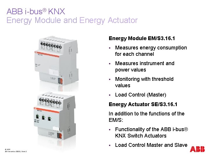ABB i-bus® KNX Energy Module and Energy Actuator Energy Module EM/S 3. 16. 1