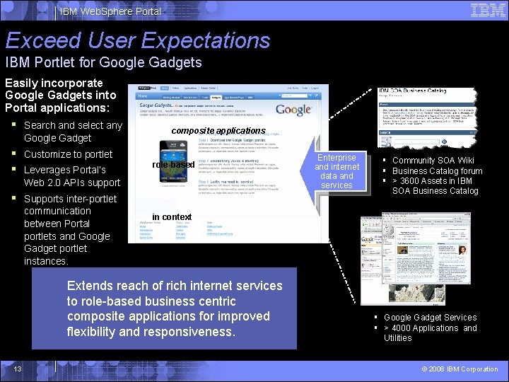 IBM Web. Sphere Portal Exceed User Expectations IBM Portlet for Google Gadgets Easily incorporate