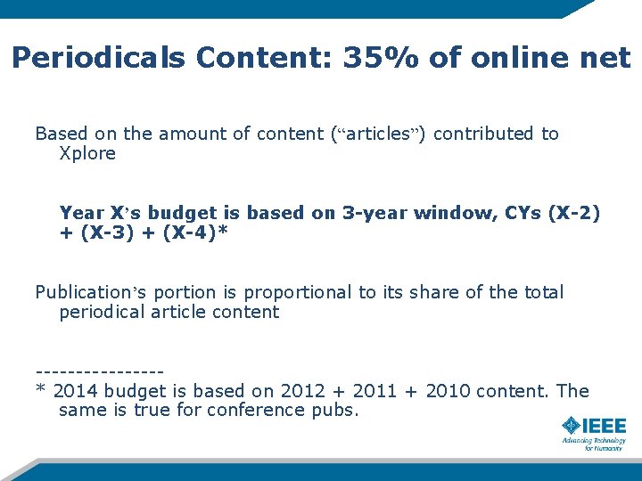 Periodicals Content: 35% of online net Based on the amount of content (“articles”) contributed