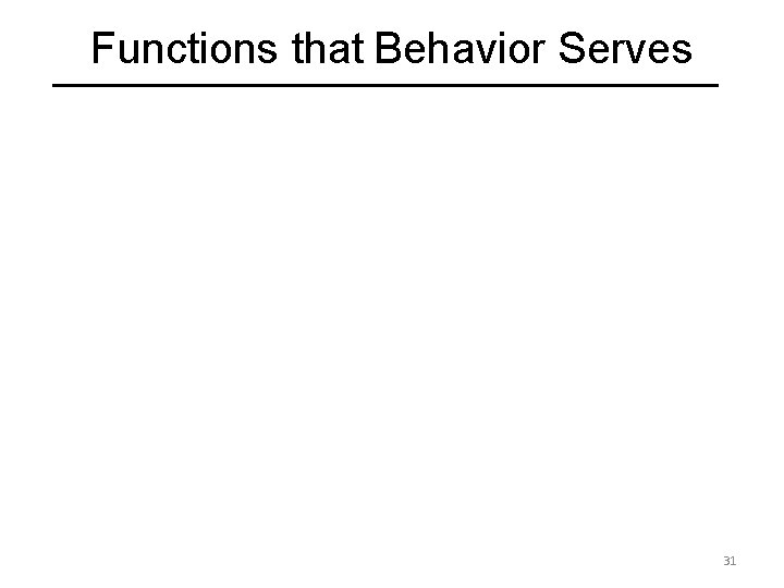 Functions that Behavior Serves 31 