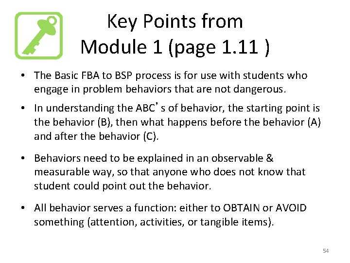Key Points from Module 1 (page 1. 11 ) • The Basic FBA to