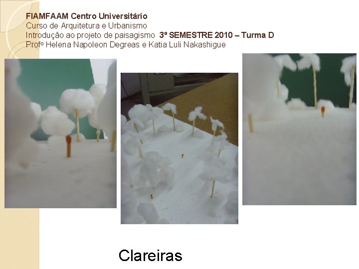 FIAMFAAM Centro Universitário Curso de Arquitetura e Urbanismo Introdução ao projeto de paisagismo 3⁰