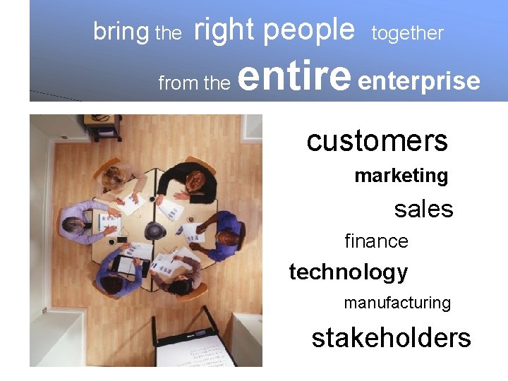 bring the right people from the together entire enterprise customers marketing sales finance technology