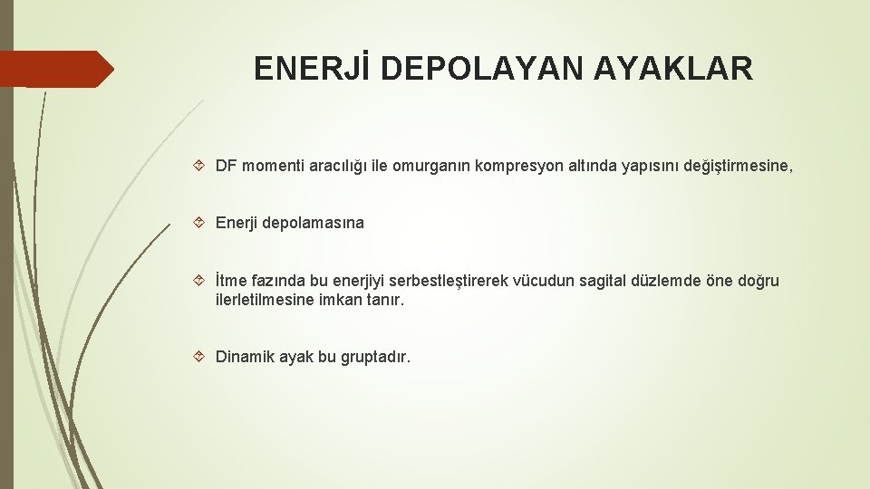 ENERJİ DEPOLAYAN AYAKLAR DF momenti aracılığı ile omurganın kompresyon altında yapısını değiştirmesine, Enerji depolamasına