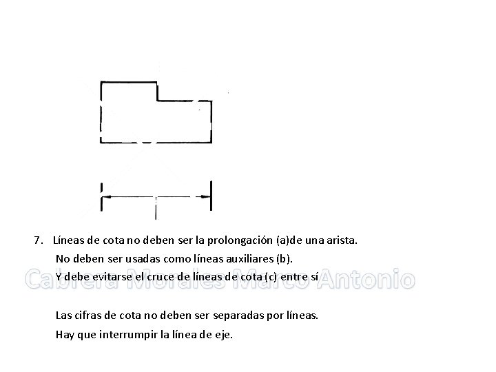 7. Líneas de cota no deben ser la prolongación (a)de una arista. No deben