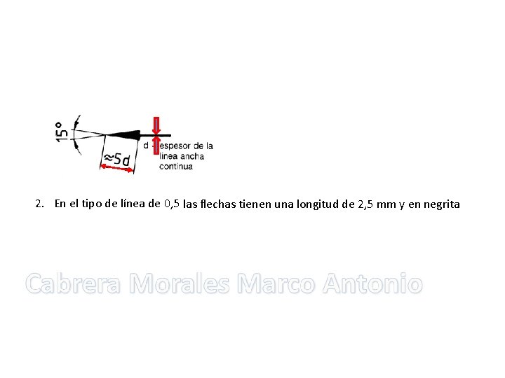 2. En el tipo de línea de 0, 5 las flechas tienen una longitud